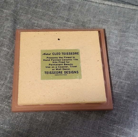 Cleo Teissedre native American art tile wall hanging trivet - Picture 4 of 5